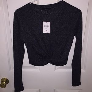 Never worn long sleeve black/grey tie crop